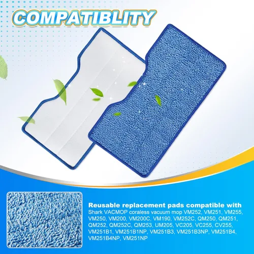 Vista 2 de KEEPOW Recambios de paños de fregona reutilizables Compatibles con Shark VACMOP VM252 VM200 VM401 VM180 VM252GN VC205 VM250 Aspiradora sin cable