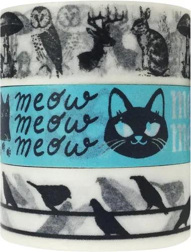 Vista 2 de Wrapables Talking Animals - Cinta adhesiva japonesa Washi (juego de 3), 32.8 ft de largo x 0.591 in de ancho
