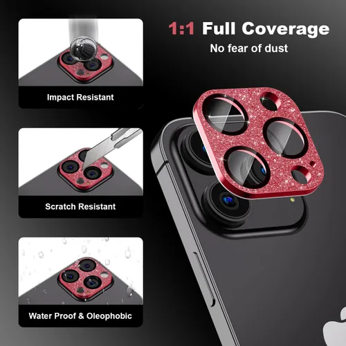 Vista 4 de Protector de lente de cámara para iPhone 15 Pro/iPhone 15 Pro Max, [protección contra caídas y cobertura completa] Protector de pantalla de vidrio