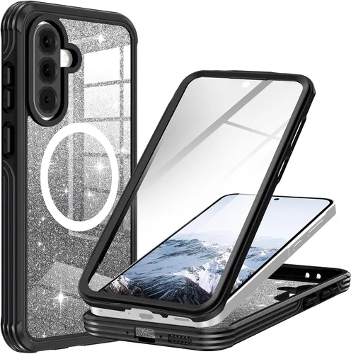 Vista 19 de Hekodonk Funda magnética para Galaxy A17 5G, [compatible con Magsafe] [Protector de pantalla de vidrio templado integrado] [tarjeta con purpurina]