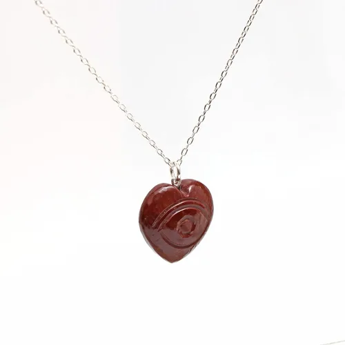 Vista 3 de Collar en forma de corazón, collar de mal de ojo, collar con colgante de corazón, ligero, uso diario, cadena ajustable de plata 925 de 16 + 2