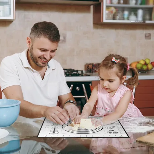 Vista 9 de Tapete de silicona para pastelería, antideslizante, con medición, para fondant, masa rodante, masa de pastel, pizza y galletas, forro para horno