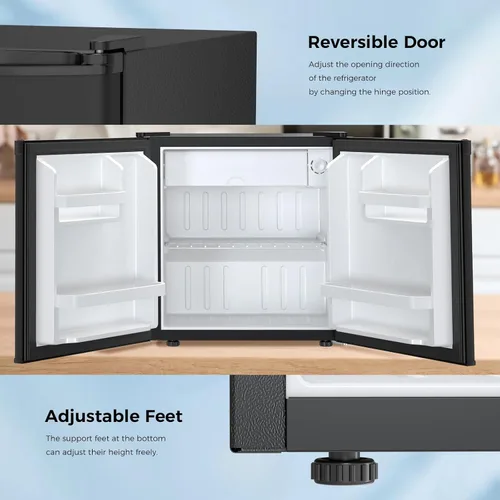 Vista 4 de Antarctic Star Mini refrigerador de 1.6 pies cúbicos con congelador, refrigerador pequeño y compacto con puerta reversible individual, estantes