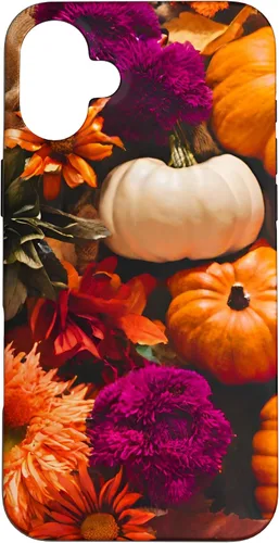 Vista 22 de Funda con temática de otoño para iPhone 16, diseño de calabaza, niña, mujer, diseño vintage de otoño