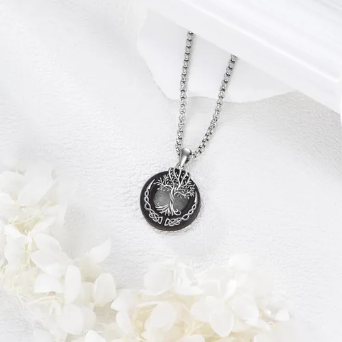 Vista 34 de ONEFINITY Collar de plata de ley 925 con diseño de árbol de la vida con colgante de nudo celta de concha de abulón para mujer