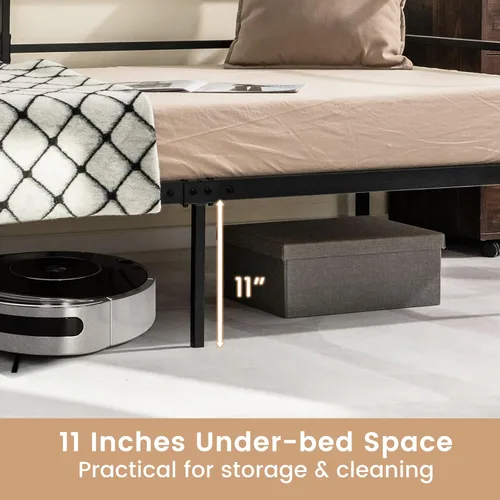 Vista 5 de Giantex Marco de cama de metal tamaño individual, cama de día con soporte de listones de metal y barandillas de 3 lados, sofá cama 2 en 1 que ahorra