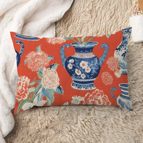 Vista 145 de ArogGeld Funda de cojín con flores verdes y blancas con flores grises y negras y hojas verdes en estilo chinoiserie, funda de almohada cuadrada
