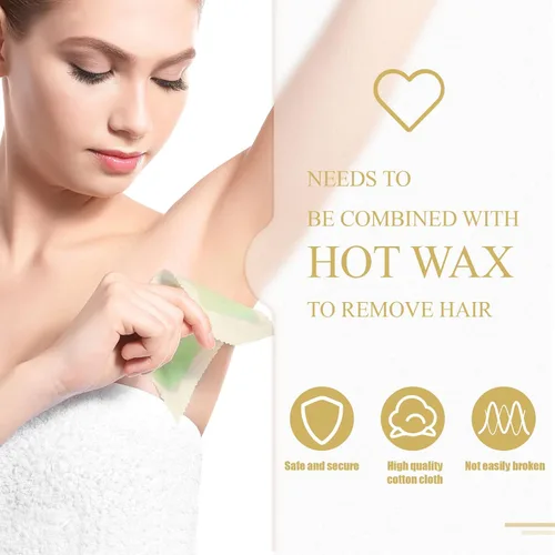 Vista 3 de Loopeer 300 tiras de cera facial de muselina natural, depilación, cejas, precortadas, para el cuerpo, de algodón, para mujeres y hombres