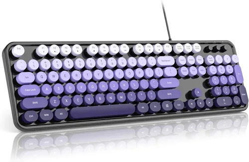 Vista 14 de MOFII Computer Keyboard Wired,Round Key Retro Typewriter Keyboard Full Size USB Plug and Play, for Laptop, PC, Desktop, Windows