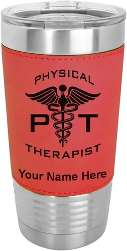 Vista 18 de LaserGram Taza aislada al vacío de 20 onzas, fisioterapeuta PT, grabado personalizado incluido (piel sintética, estilo béisbol)