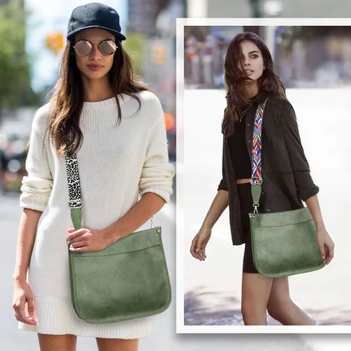 Vista 6 de Vegan Leather Crossbody Bags for Women, Crossbody Purse with Guitar Strap Zipped Pockets Handbag Shoulder Bag