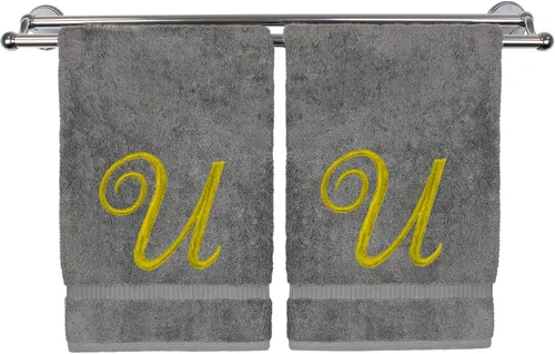 Vista 233 de Toalla de mano con monograma, regalo personalizado, 16 x 30 pulgadas, extra absorbente, 100% algodón turco, acabado de rizo suave, para baño, cocina