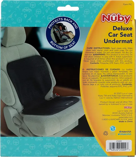 Vista 7 de Nuby On The Go Kids - Alfombrilla protectora para asiento de automóvil, protege la tapicería de hendiduras, arañazos y derrames, color negro
