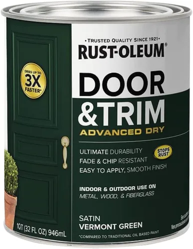 Vista 12 de Rust-Oleum 369387 Pintura Advanced Dry para Puerta y Embellecedor, Cuarto de galón, Gris Alpino satinado