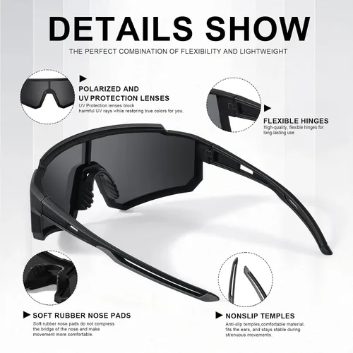 Vista 5 de Gafas de sol polarizadas deportivas para hombres y mujeres, gafas de sol para pesca, ciclismo, bicicleta de montaña, béisbol con protección UV