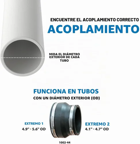 Vista 4 de Fernco 1002-44 Arcilla a hierro fundido o acoplamiento de plástico
