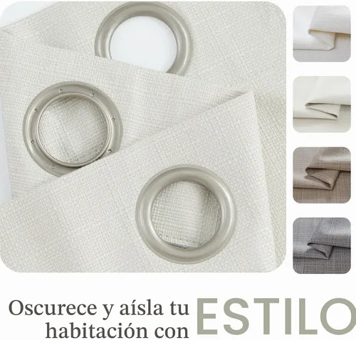 Vista 3 de jinchan Cortinas 100% opacas para dormitorio, sala de estar, cortinas opacas de lino de 63 pulgadas de largo, cortinas de oscurecimiento