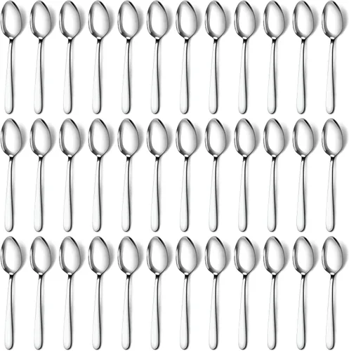 Vista 8 de Pleafind 36 cucharas de café, cucharas de 4.7 pulgadas, cubertería, cuchara de té de acero inoxidable, mini cuchara, cucharaditas pulidas con espejo