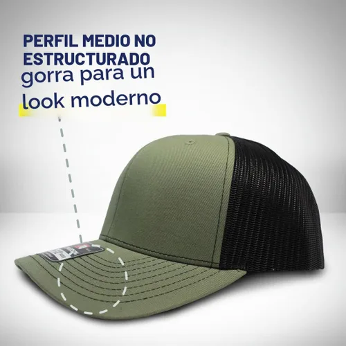 Vista 7 de Gorra de béisbol personalizada Gallo Sombra Gallo Silueta Bordado Malla Poliéster Diseño negro y gris jaspeado.