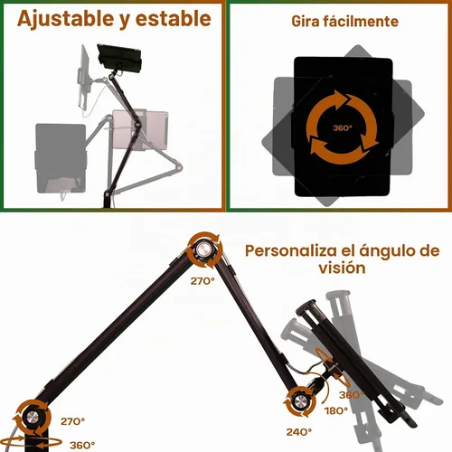 Vista 4 de Soporte para monitor portátil de 16 pulgadas, soporte de aluminio resistente con ajuste de ángulo infinito, gestión de cables integrada, compatible