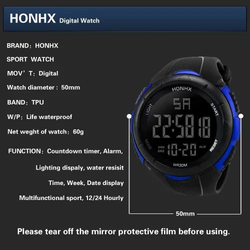 Vista 5 de Relojes de lujo para hombre, analógicos, digitales, militares, LED, impermeable, para marido, papá