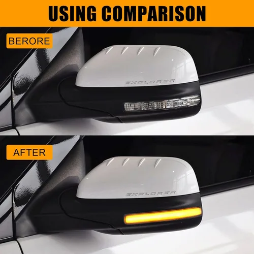 Vista 4 de [2 piezas] Luces intermitentes para retrovisor lateral para Ford Explorer 2011-2019 Reemplazo# BB5Z-13B375-A, BB5Z13B375A Ensamblaje de luces