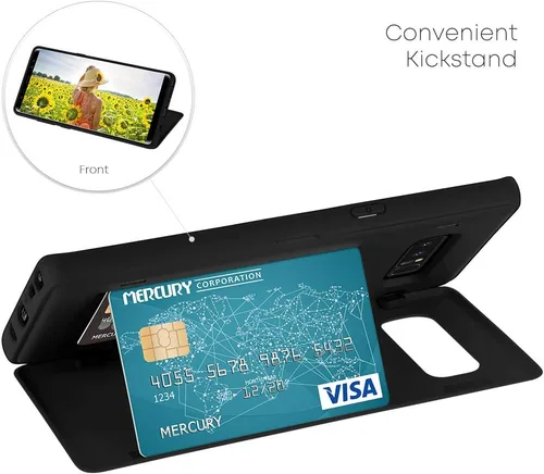 Vista 4 de GOOSPERY Funda tipo cartera para Galaxy Note 8 con tarjetero, funda protectora de doble capa para teléfono (negro)
