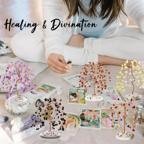 Vista 4 de ZHIYUXI Árbol de cristales de chakra, regalos para hombres y mujeres, decoración de habitación, accesorios de escritorio para el hogar, piedras