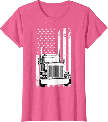Vista 83 de Camión conductor bandera americana camionero vintage hombres mujeres regalo camiseta