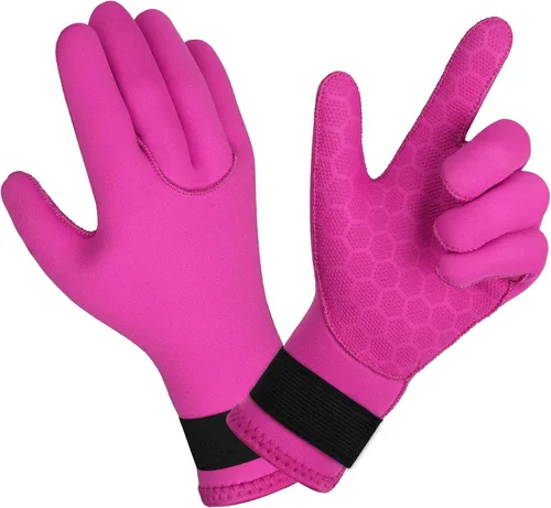 Vista 13 de AUAUY Guantes de buceo, guantes de neopreno de 0.118 pulgadas (0.118 in), guantes de neopreno cálidos de cinco dedos, guantes de surf flexibles