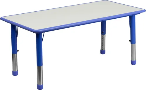 Vista 3 de EMMA + OLIVER Blue - Mesa de actividades de altura ajustable para niños de 47.25 x 23.5 pulgadas Altura ajustable, aprendizaje colaborativo, fácil