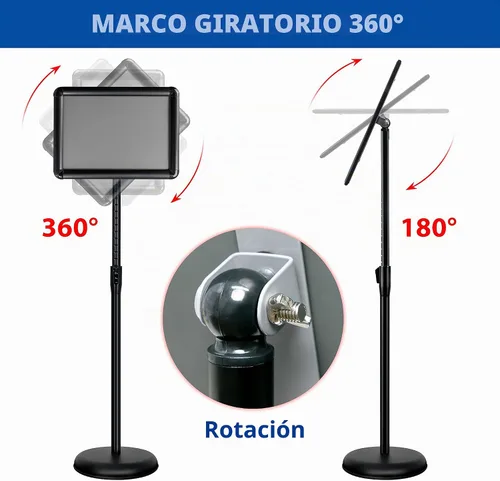 Vista 4 de Soporte ajustable para cartel de póster de pedestal de 8.5x11 pulgadas, soporte de pie de alta resistencia con marco de hebilla de aluminio
