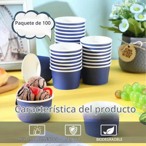 Vista 4 de Didaey - 100 cuencos de helado de 5 onzas desechables de papel para postre