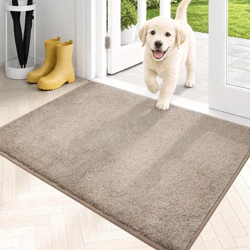 Vista 11 de PURRUGS Tapete para puerta con atrapamiento de suciedad, 20 x 31.5 pulgadas, antideslizante, lavable a máquina, tapete para puerta de perro, tapete