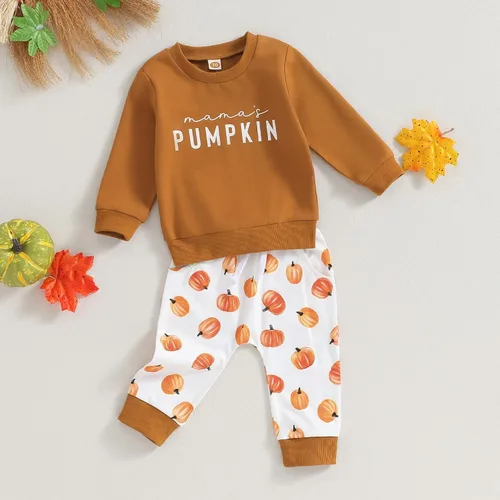 Vista 31 de Karwuiio Conjunto de disfraz de Halloween para bebé, sudadera de manga larga y pantalones para otoño