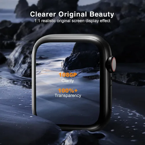 Vista 9 de Protector de pantalla de vidrio templado UV Compatible con Apple Watch Series 9/8/7 de 41 mm, protector de pantalla de vidrio templado 3D curvado