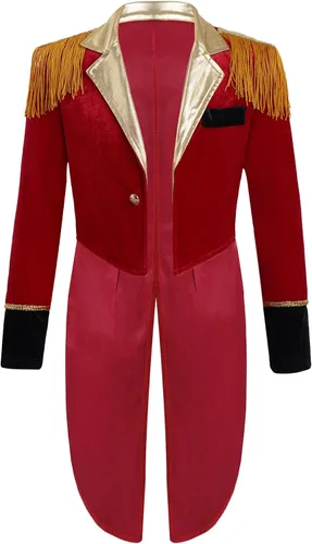 Vista 3 de JEYPINMI Kids Boys Deluxe Circus Outfit Lion Tamer Ringleader Fancy Dress Up Drum Majorette Cosplay Costume