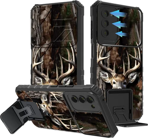 Vista 42 de Funda para Samsung Galaxy A13 5G/4G/A04S, Galaxy A13 5G con cubierta de cámara deslizante, funda de doble capa integrada con función atril
