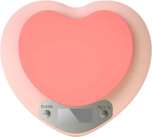 Vista 8 de Linda báscula de alimentos, báscula digital en forma de corazón con pantalla LCD recargable para cocinar, hornear, pesar alimentos [0.04 oz/11.0 lbs]