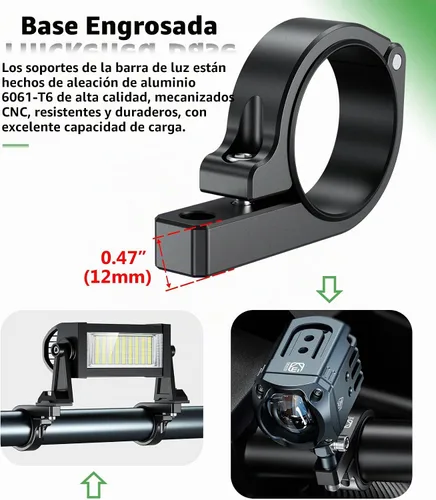 Vista 5 de VAZESWIN 2 PCS Soportes para Barra de Luz UTV, Soportes de Montaje de LED de Aleación de Aluminio Sólido para ATV UTV Camión, Abrazaderas de Barra