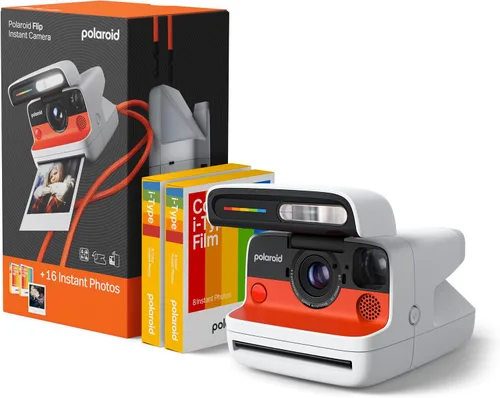 Vista 11 de Polaroid Flip - Cámara instantánea + paquete de película a color (16 fotos incluidas) - Negro (6565) - Sistema de 4 lentes hiperfocal, enfoque