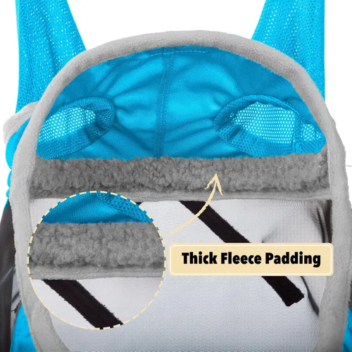 Vista 172 de Harrison Howard Máscara de mosca de caballo luminosa profesional estándar con orejas protección UV para caballo, azul y plateado, pequeño poni Azul