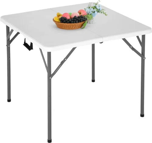 Vista 12 de PayLessHere Mesa plegable de 4 pies Mesa portátil de plástico con asa de transporte Diseño de mesa impermeable y plegable Estructura de Negro