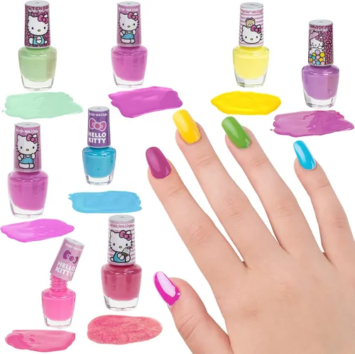 Vista 6 de Townley Girl Hello Kitty - Juego de 8 esmaltes de uñas, a base de agua, no tóxico, juego despegable para niñas y niños a partir de 3 años, perfecto