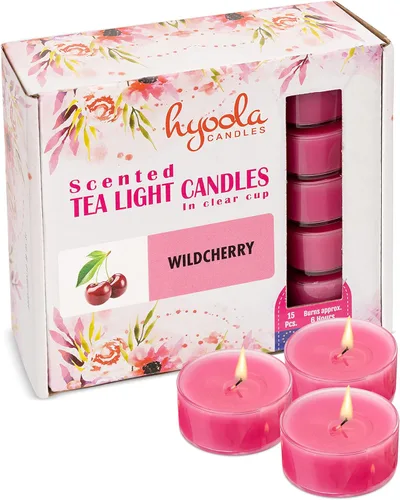 Vista 11 de HYOOLA Velas aromáticas de vela – Taza transparente – Velas perfumadas de vainilla – 6 horas de tiempo de combustión – Paquete de 15 – Fabricado