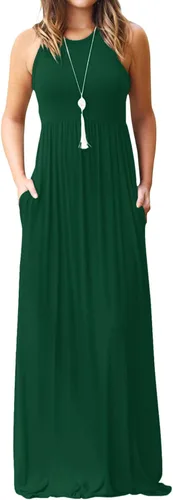 Vista 33 de DEARCASE Vestido largo de verano sin mangas para mujer, con bolsillos E10-floral Negro Azul