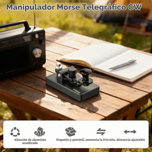 Vista 5 de Putikeeg Clásico Morse Mini Código Clave Morse Código Paleta Llave Aleación de Aluminio Mini-Key Morse CW Llave Portátil Morse Práctica Clave Negro