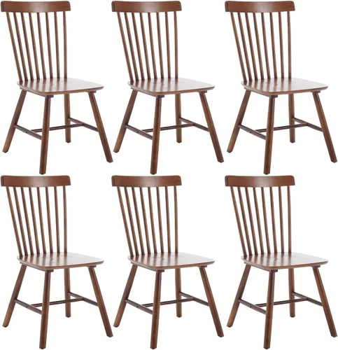 Vista 15 de Kmax Juego de 4 sillas de comedor vintage, sillas Windsor con patas de madera maciza, estilo campestre, nogal Nuez
