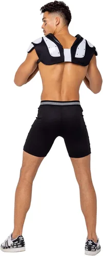 Vista 2 de Roma Disfraz de fútbol de 3 piezas para hombre Touchdown Hunk Mediano Negro