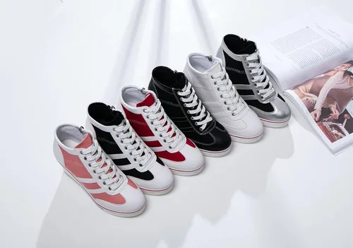 Vista 8 de Zapatos deportivos de tacón alto para mujer, zapatos de lona de moda de tubo alto, con cordones, borde de cuña, cremallera, ángulo, talla 4-11